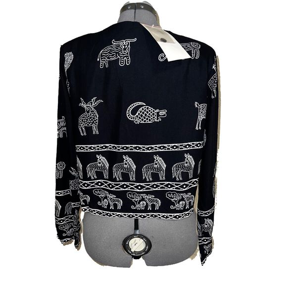 VINTAGE Adini Women's Skirt Set Animal Habitat Print Black Size S (NEW) - Picture 5 of 12